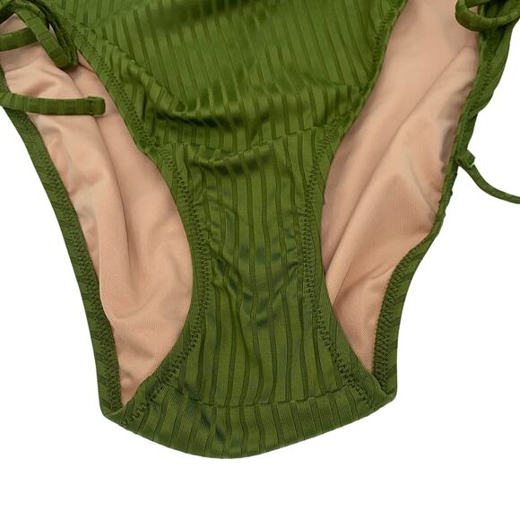 New J. Crew Green Wide Ribbed Cheeky String Side Tie Swim Bathing Suit Bottom 3X - Picture 6 of 10